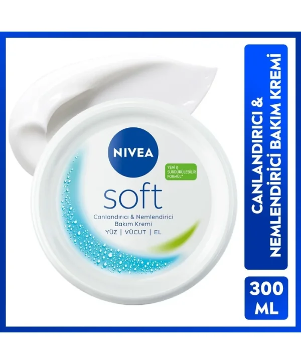 Nivea Soft Nemlendirici Bakım Kremi Yüz Vücut El 300 ml Jojoba Yağı ve E Vitamini Tüm Ciltler