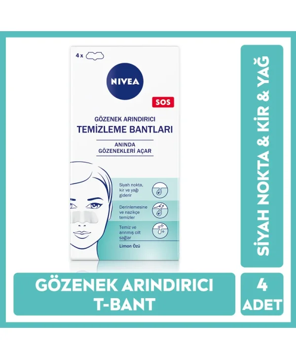 Nivea Siyah Nokta ve Gözenek Temizleyici T-Bölgesi Bant 4 Adet