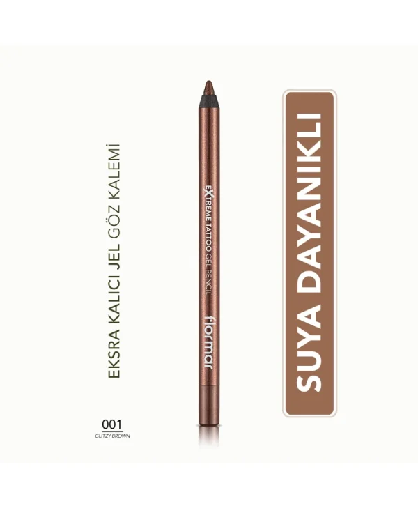 Flormar Extreme Tattoo Yoğun Pigmentli Işıltılı Jel Göz Kalemi No: 001 Glitzy Brown