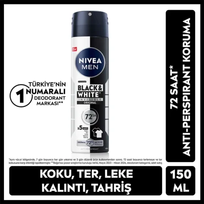 Nivea Men Erkek Sprey Deodorant Black&White Invisible Original 150 ml