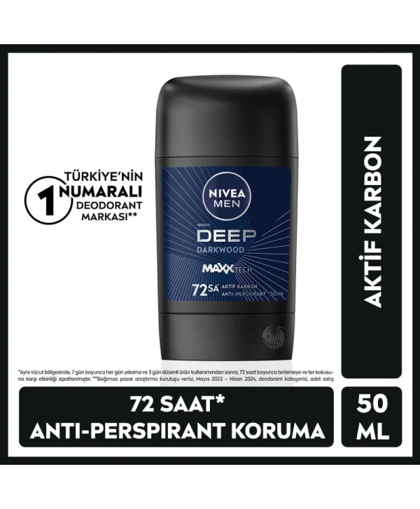 Nivea Men Erkek Stick Deodorant Deep Dimension Aktif Karbon 50 ml