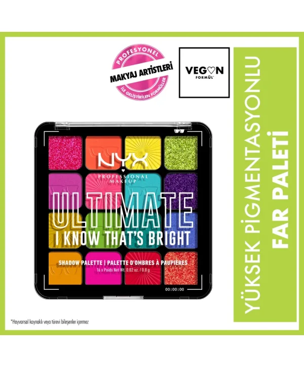Nyx Professional Makeup Ultimate Shadow Palette I Know Thats Bright Göz Farı Paleti