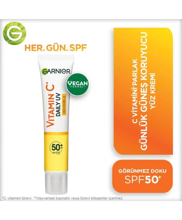 Garnier C Vitamini Parlak Günlük Yüz Güneş Kremi Görünmez Doku SPF50+ 40 ml
