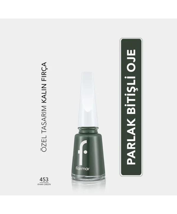 Flormar Nail Enamel Yoğun Pigmentli Parlak Oje No: 453 Khaki Green