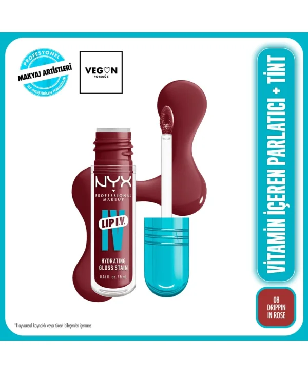 Nyx Professional Make Up Lip IV Dudak Parlatıcısı Tint Dripping In Rose