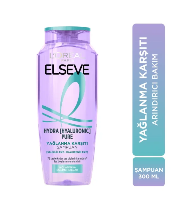 L'Oreal Paris Elseve Hydra Hyaluronic Pure Salisilik Asit İçeren Yağlanma Karşıtı Arındırıcı Şampuan 300 ml