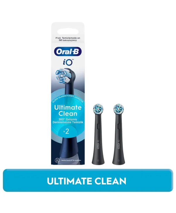Oral-B iO Serisi Ultimate Clean Siyah Orijinal Yedek Başlıkları Derin Plak Giderme 2'li