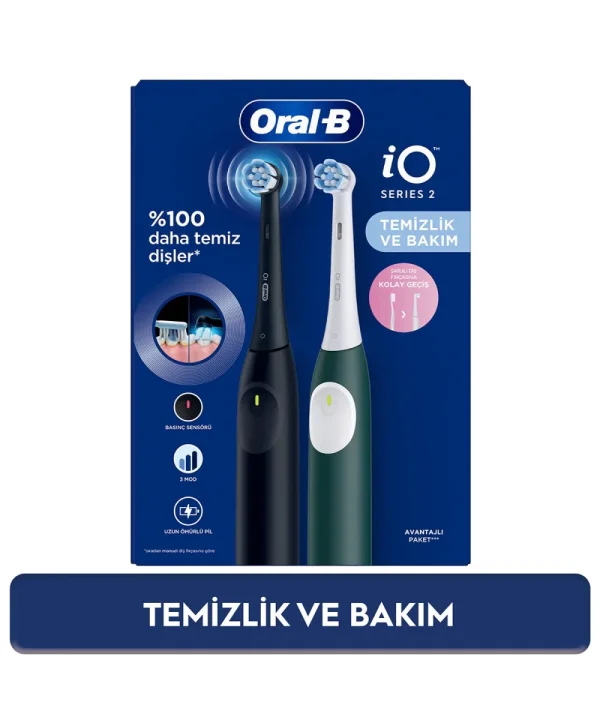 Oral-B iO 2 Şarjlı Diş Fırçası Seti 2'li Gece Siyahı / Yeşil