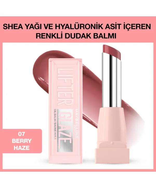 Maybelline New York Lifter Glaze Shea Yağı ve Hyalüronik Asit içeren Renkli Dudak Balmı 07 Berry Haze