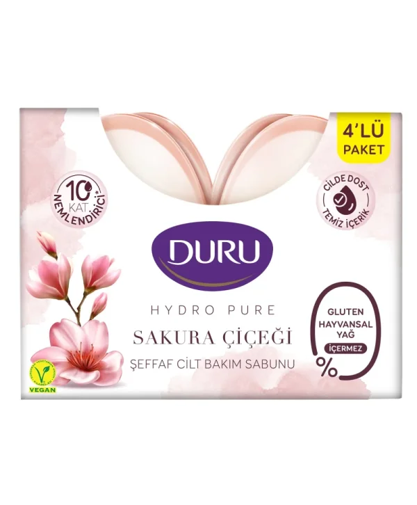 Duru Hydropure Sakura Çiçeği Şeffaf Cilt Bakım Sabunu 135 g 4'lü Paket