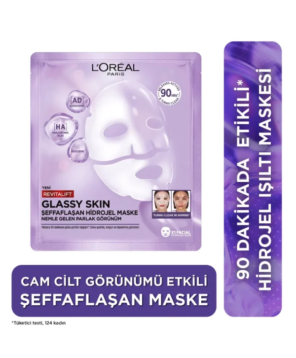 L’Oreal Paris Revitalift Glassy Skin Cam Cilt Görünümü Etkili Nemle Parlaklık Veren Şeffaflaşan Hidrojel Yüz Maskesi