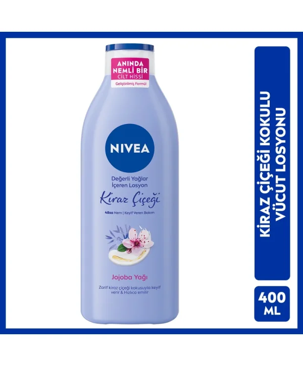 Nivea Kiraz Çiçeği ve Jojoba Yağı Vücut Losyonu 400 ml Normal ve Kuru Ciltler 24 Saat Nemlendirme