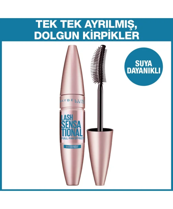 Maybelline New York Lash Sensational Yelpaze Etkili Suya Dayanıklı Maskara Siyah