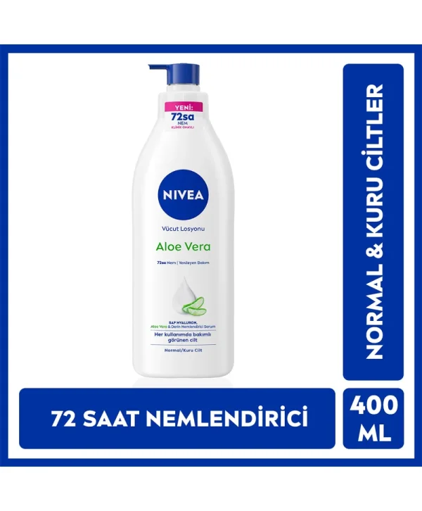 Nivea Aloe Vera Vücut Losyonu 400 ml Normal ve Kuru Ciltler 48 Saat Nemlendirme