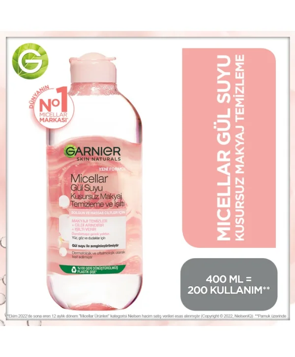 Garnier Micellar Gül Suyu Kusursuz Makyaj Temizleme & Işıltı 400 ml