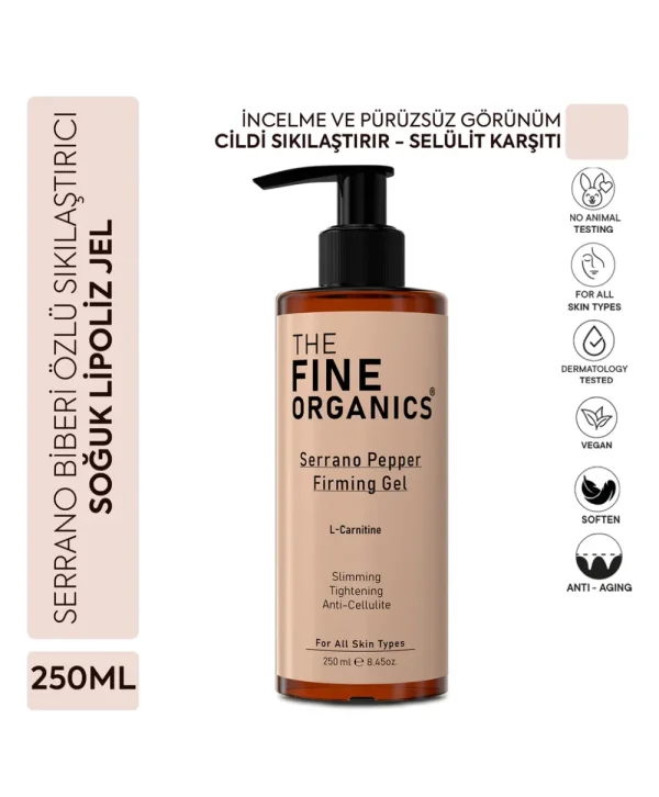 The Fine Organics Serrano Biberi Özlü Sıkılaştırıcı, Bölgesel İncelme, Selülit ve Çatlak Karşıtı Soğuk Lipoliz Jel 250 ml
