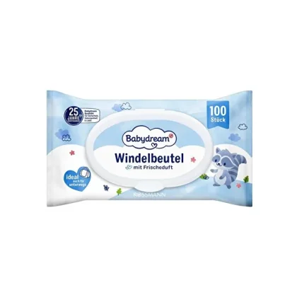 Babydream Kirli Bebek Bezi Çöp Torbası Pudra Kokulu 100'lü