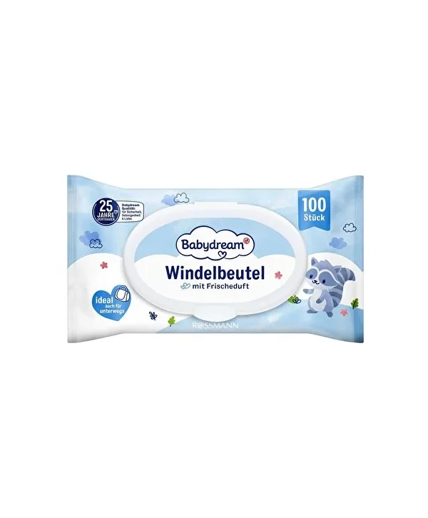 Babydream Kirli Bebek Bezi Çöp Torbası Pudra Kokulu 100'lü
