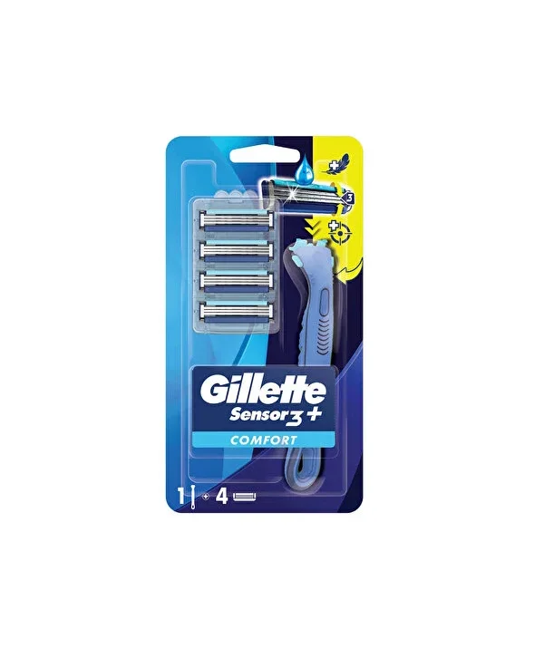 Gillette Sensor 3 Plus Comfort Tıraş Makinesi + 4 Yedek Başlık
